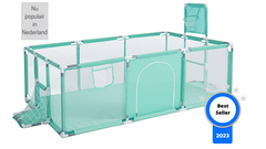 Turquoise Grondbox inclusief voetbalgoal en basketbalnet 188x124cm