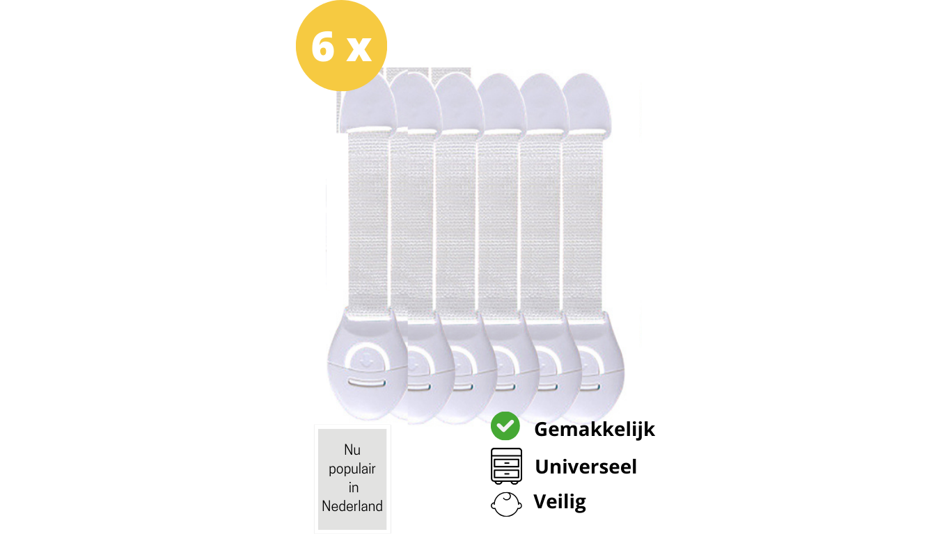 Kinderslot kastjes - Zelfklevend kinderslot - Dubbel op slot - Kinderslot op maat - Baby veiligheid - 6 stuks - Wit
