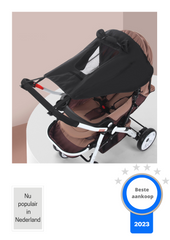 Zwart Zonnedoek kinderwagen - zonnescherm kinderwagen - schaduwdoek kinderwagen - universeel