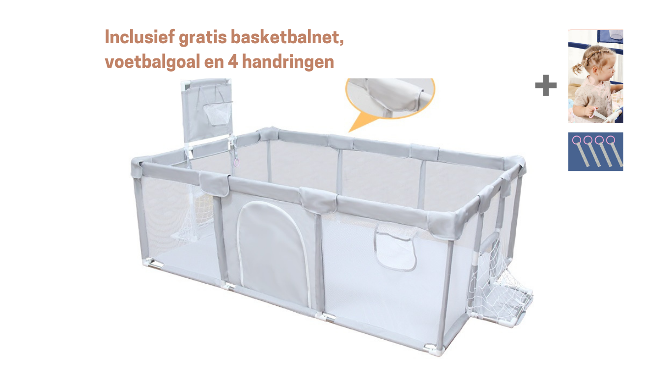 Roze Grondbox inclusief voetbalgoal en basketbalnet 188x124cm