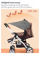 Grijs Zonnedoek kinderwagen - zonnescherm kinderwagen - schaduwdoek kinderwagen - universeel