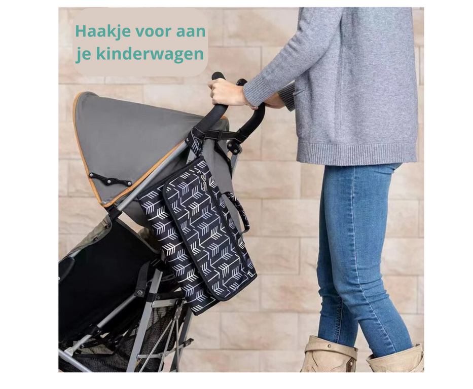 Zwart met groene print Verschoningsmatje voor Onderweg