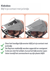Zwart Zonnedoek kinderwagen - zonnescherm kinderwagen - schaduwdoek kinderwagen - universeel