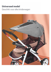 Grijs Zonnedoek kinderwagen - zonnescherm kinderwagen - schaduwdoek kinderwagen - universeel