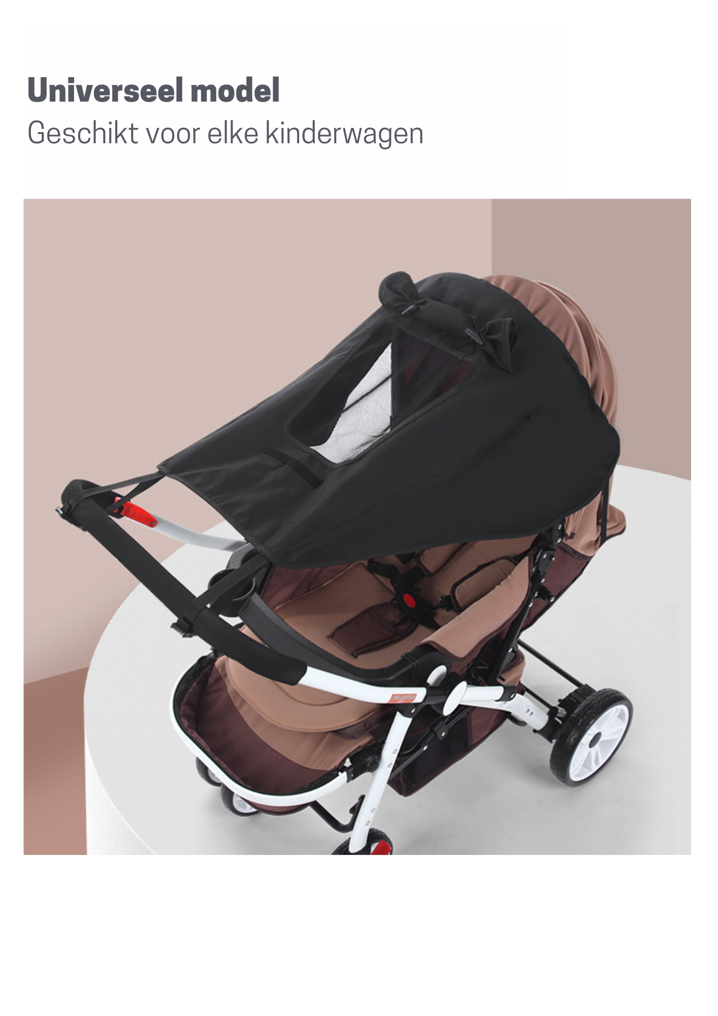 Zwart Zonnedoek kinderwagen - zonnescherm kinderwagen - schaduwdoek kinderwagen - universeel
