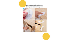 Kinderslot kastjes - Zelfklevend kinderslot - Dubbel op slot - Kinderslot op maat - Baby veiligheid - 6 stuks - Wit